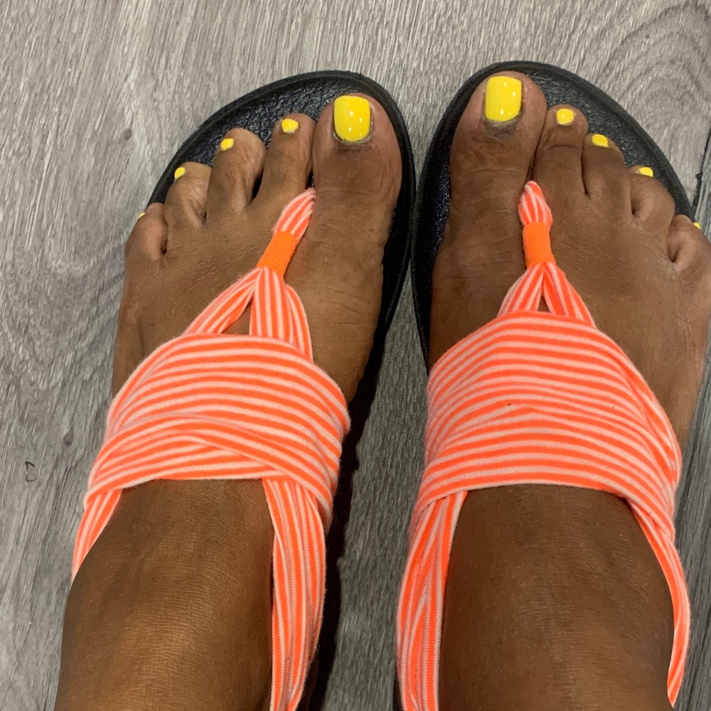 Sanuk Vibrant Orange Striped Sandals